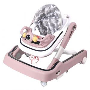 Trotteur Bébé Pliable pour Nourrisson de 6 à 18 Mois - Trotteur pour bébé avec Roues Silencieuses pour Enfant Garçons et Filles - Hauteur Réglable, Rangement Facile-65 * 58 * 90cm- Rose (Hechheu, neuf)