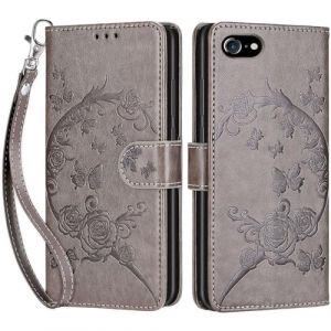 Coque pour iPhone SE 2020 / 2022, Coque iPhone 7 / iPhone 8, Etui Protection Housse Premium Cuir de Portefeuille en Fermeture Magnétique Flip Case pour iPhone SE 2020 / SE 2022 / 7 / 8 Coque (Gris) (DIKAS, neuf)