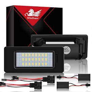 WinPower LED Éclairage plaque immatriculation auto ampoules super brillant CanBus Pas d'erreur 6000K xénon blanc froid 18 SMD Feux arrière, 2 Pièces (DZG2018, neuf)