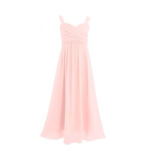 Freebily Longue Robe à Bretelles Mariage Cérémonie Enfant Fille Robe Demoiselles d'honneur Eté Robes de Fête Gala en Mousseline Rose 8 Ans (MissPretty, neuf)