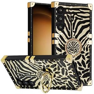 DMaos pour Samsung Galaxy S23 Ultra Coque avec Anneau pour Femmes, Strass Dor&eacute; Magnifique Diamant Kickstand, Premium pour S23Ultra 6.8'' - Z&egrave;bre (DMaos-FR, neuf)