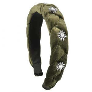 Bandeau Cheveux Serre T&ecirc;te Tress&eacute; en Tissu Velours Cheveux Large Femme Headband &Eacute;pais forme Fleur Edelweiss Decoration Oktoberfest Party Quotidien F&ecirc;te de Bi&egrave;re pour Femmes et Filles (ShanDongYuRui, neuf)