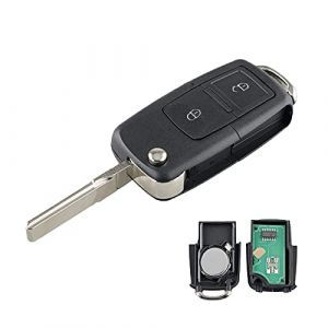 Heart Horse 2 Boutons Coque de Clé Télécommande Voiture pour V w Go LF Po lo Passat Transporter T5 Seat Ibiza Vario Sko da Superb Octavia Clé de Voiture Coque avec 433Mhz ID48 Chip (OEM:1J0959753AG) (YYGS_AMZgb, neuf)