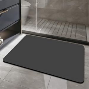 Odot Tapis Salle de Bain Absorbant Diatomite, Couleur Unie Minimaliste Tapis de Bain Antidérapant Séchage Rapide Doux pour Entrée, Baignoire, Porte d'entrée, Chevet, Canapé, Salon (Noir,80x120cm) (Odot, neuf)