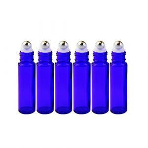 Yizhao Bleu Flacon Roll On Vide 10ml, Flacon Roll On en Verre, pour Huile Essentielle, Rechargeable, Aromathérapie, Parfum, Massage,avec [Bille en Acier Inoxydable]-6Pcs (One Trillion Network, neuf)