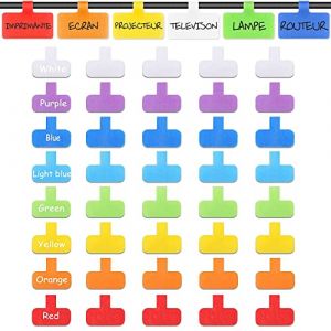 Lot de 40 &eacute;tiquettes pour c&acirc;bles r&eacute;seau multicolores, adh&eacute;sives avec attaches en nylon pour la gestion et les distinguer (Vulevirtue, neuf)