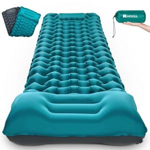 AKSOUL Matelas De Camping Auto-Gonflant: Grand Matelas Gonflable Extérieur Ultra-Léger Épais Matelas De Couchage Gonflable Avec Oreiller Matelas D'Isolation Thermique Pliable Pour Tente Trekking Plage (BILIGHT STORE, neuf)