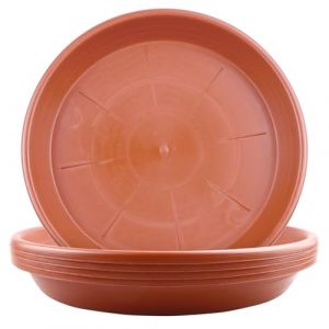 LIKOSO Lot de 5 soucoupes pour Plantes, soucoupes pour Pots de Fleurs en Plastique, bacs d'égouttement pour Pots de Fleurs pour Plantes d'intérieur et d'extérieur (Rouge Brique, 22 cm) (ZHUOYIKEJI, neuf)