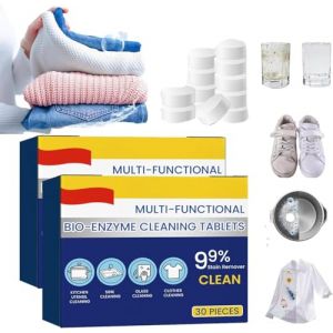 Lot de 2 boîtes de tablettes de nettoyage multifonctionnelles bio-enzymatiques japonaises universelles pour enlever les taches, mousse anti-rouille, poudre de nettoyage tout usage, nettoyant (SiChuanHuiLiuXianWangLuoKeJiYouXianGongSi, neuf)