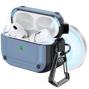 RFUNGUANGO Compatible avec l'Coque AirPods Pro 2 avec kit de Nettoyage, Protection puissante Contre Les Chutes, Couvercle magnétique, pour Coque de Chargement AirPod Gen 2 2023/2022/2019,Bleu (JINGCI EUR, neuf)