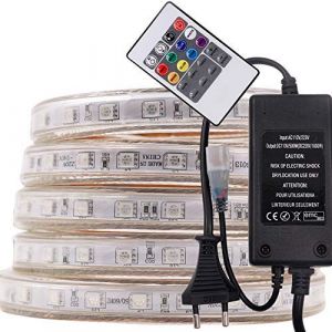 XUNATA Ruban à LED RGB, AC 220V 230V 5050 60leds / m IP65 étanche, Strip Flexible de Bande LED pour Chambre, Bar, Fête, Mariage, Jardin, déco de Noël（12M (tomaslai2018, neuf)