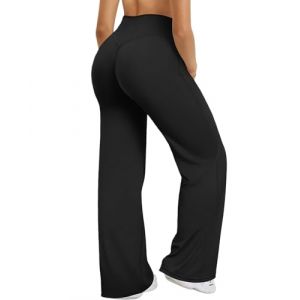XDSP Pantalons Yoga Femme Taille Haute Pantalon Sport Stretch &Eacute;l&eacute;gant Large Pantalon D&eacute;contract&eacute;s Contr&ocirc;le Ventre Legging Droit Gym Jambe Large Pantalon Confortable de Pilates Jogging Danse Fitness (QianLinStr, neuf)