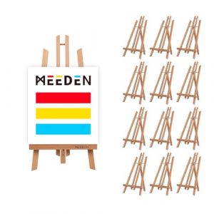 MEEDEN Lot de 12 chevalets de table de 50 cm, petit pr&eacute;sentoir en bois de h&ecirc;tre pour peinture, tr&eacute;pied, toile portable, support de panneau (MEEDEN ART FR, neuf)