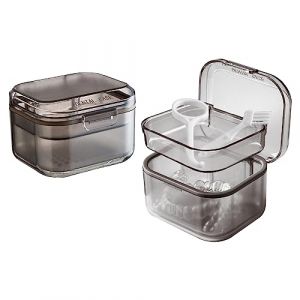 GmeDhc Boîte de Dentier avec Passoire, 3 Etages Boite Appareil Dentaire Portable, Boîtes pour Prothèses Dentaires, Boîte de Retenue Orthodontique, Boîte de Nettoyage de Retenue (GmeDhc, neuf)