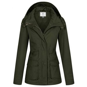 WenVen Veste Femme mi Saison Parka Grande Taille avec Capuche Amovible Veste Militaire Coupe Ajustée Veste Classique Automne Hiver Manteau Trench Coat Manteau en Coton Vert M (C'est la vie, neuf)