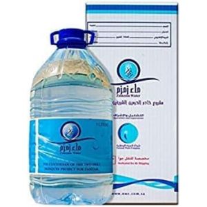 eau zamzam bouteille de 5 LITRES, qualit&eacute; original, de la mecque, makkah, arabie saoudite, eau b&eacute;nie, un musc noir roqyah offert, emballage d'origine de mecca, authentique, zamzam water, eau min&eacute;rale (HERBO SANTE, neuf)