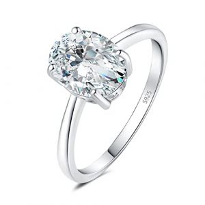 JewelryPalace 2ct Classique Moissanite Bague Ovale Solitaire Pierre Argent Massif 925 Femme, Bague Diamant Simulé Fiançailles Mariage Promise Alliance, Ensemble Parure Bijoux Mariee (jewelrypalace, neuf)
