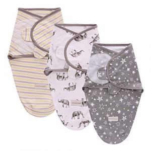 Miracle Baby 3 Pièces Couverture d'Emmaillotage Gigoteuse Sac de Couchage Lange pour Bébé Naissance Nourrisson Nouveau-Né de 0-6Mois en 100% Coton (LAT & Miracle Baby, neuf)