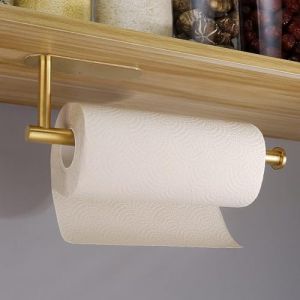Porte Essuie Tout, Porte Sopalin Adhésif, Acier Inoxydable devidoir essuie Tout Mural pour Cuisine, Salle de Bain, Placards, sans Percage (Or) (Anhorts, neuf)