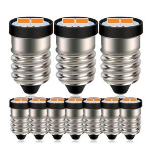 Ruiandsion Lot de 10 mini ampoules LED 6 V E10 jaunes 5630 2SMD E10 à culot à vis pour lampe de poche (Ruiandsion, neuf)