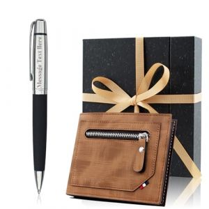 Yastar Stylo cadeau personnalisé avec un portefeuille, stylo à bille de luxe avec boîte à stylo, 2 recharges noires supplémentaires – Personnalisé avec message de nom sur le stylo – Ensemble cadeau (YENAMAOYI, neuf)