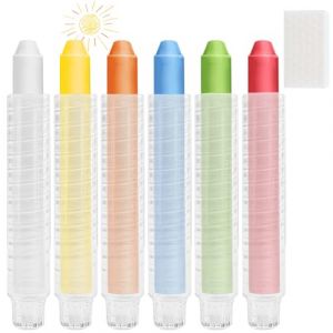 Sheryl&Rain Craies Extérieures Enfant Sans Poussière,6 Pièces Craie Pour Tableau Noir Craies Couleur Avec 6 Porte Craie Rétractile,Hydrosoluble non Toxiques Grosse Craie Enfant Extérieur (JiusanTech, neuf)