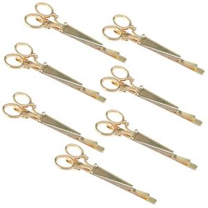jojofuny Lot de 7 Pinces &agrave; Cheveux Ciseaux en M&eacute;tal Dor&eacute;, Taille Moyenne, Pinces &agrave; Pression pour Femmes, Accessoires Coiffure Vintage pour F&ecirc;tes et Usage Quotidien (Merlun, neuf)