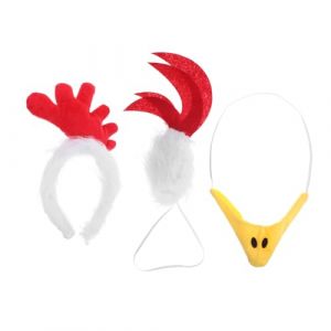 MAGICLULU Costume De Poulet Halloween De Cosplay De Coq -t&ecirc;te De Poulet Oreille Accessoire Halloween Poussin Ferme Femme (Rianley, neuf)