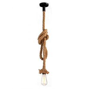 Vecys Lustre Corde Suspension Industrielle Corde Luminaire Corde Lustre Industriel Corde de Chanvre Luminaire Plafonnier 250CM (Vecys, neuf)