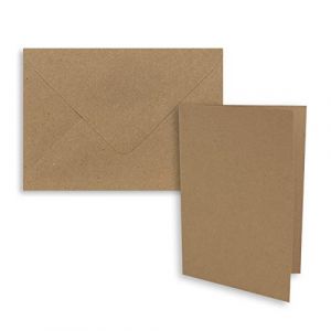 75x Set de cartes pliables DIN A7-10,5 x 7,4 cm - avec enveloppes DIN C7 en papier kraft brun sable (marron) - Petites cartes doubles &agrave; personnaliser et &agrave; imprimer (GUSTAV NEUSER GmbH, neuf)