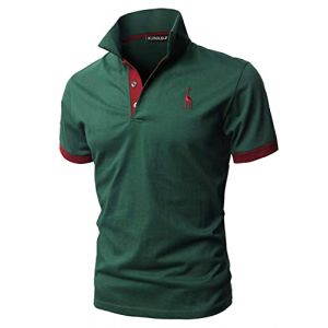 KUNJLELP Polo &agrave; Manches Courtes pour Hommes Broderie de la Girafe T-Shirt d'&eacute;t&eacute; Uniformes,A-Vert,XXL (Chuanghui-EU, neuf)