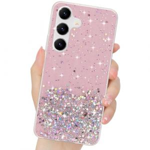 LCHULLE Coque Compatible avec Samsung Galaxy S24 5G Femme Fille Paillettes Silicone Antichohc Transparente Brilliante Glitter Case Coque pour Samsung Galaxy S24 5G Rose (ukbai, neuf)