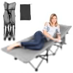 LANTUS Lit de Camp Pliable avec Matelas Pochette 150 kg Charge Pliant 1 Personne Longueur 190 cm - Cadre en M&eacute;tal pour Ext&eacute;rieur Voyage P&ecirc;che Randonn&eacute;e Maison Jardin - 190 cm - Gris (Hechheu, neuf)