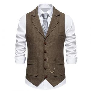 BOTCAM Gilet formel de mariage pour homme - Gilet de costume en coton - Taille homme - Gilet noir élégant - Gilet de costume pour homme - Noir - Élégant - Gilet de costume pour homme des années 1920, (Sq-Neiyy, neuf)
