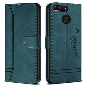 Bravoday Coque pour Huawei Honor 9 Lite/Huawei P Smart/Huawei Enjoy 7S, Etui Cuir avec Magnetique, Flip Pochette Housse pour Huawei Honor 9 Lite/Huawei P Smart Protection, Vert (Bravoday, neuf)