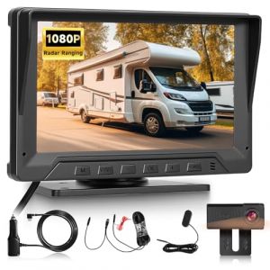 Hodozzy Radar Cam&eacute;ra de Recul Kit, Ecran 1080P HD 7 Pouces Moniteur avec Vision Nocturne Couleur, Etanche Filaire Cam&eacute;ra Voiture avec Ligne de Recul, Grand Angle de Stationnement Arri&egrave;re pour 12 V (Hodozzy Direct, neuf)