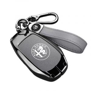 Auto Coque de Cl&eacute; pour Alfa Romeo Tonale 2022 2023, Boitier Cl&eacute; T&eacute;l&eacute;commande Bo&icirc;tier Clef &Eacute;tui Cl&eacute;s Smart Key Coque de Protection pour cl&eacute; de Voiture Accessoires,Grey-A (HTLFCC, neuf)