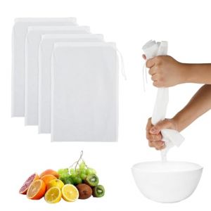 QEDBOJE Lot de 4 sacs en nylon réutilisables, filtre à mailles fines professionnel pour infuser à froid jus de fruits, café, tofu, yaourt grec, sac a lait vegetal, etamine alimentaire, passoire fine (XU WEN DE DIAN, neuf)