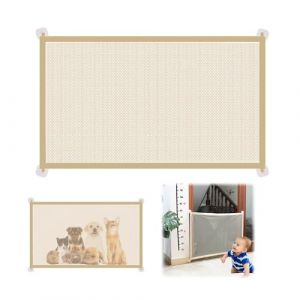Barri&egrave;re de S&eacute;curit&eacute;, Barriere pour Chien sans Percage, Barriere Escalier Chien, Barri&egrave;re pour Animaux, Chiens et Chats Barri&egrave;res D&rsquo;escaliers et de Portes, 110 X 72cm, Beige (xutongtuo, neuf)