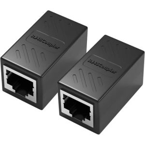 Lot de 2 coupleur RJ45, Raccord Femelle Femelle RJ45 Adaptateur d'Extension Ethernet 8P8C, Connecteur Compatible CAT5/CAT5e/CAT6, Idéal pour Rallonger Câbles Ethernet, Anti-Interférence (pweb-shop, neuf)