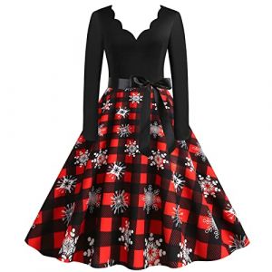NaLatia Robe No&euml;l Femme Chic Robe Moche Impression No&euml;l Robe Robe De No&euml;l Femme Grande Taille Robe Noel Femme Chic et Elegante Robe De M&egrave;re No&euml;l Cocktail Costume Sapin De No&euml;l (GUnakd, neuf)