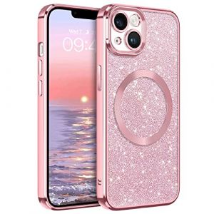 VENINGO Coque pour iPhone 13 6.1 Pouces, Coque Paillette Compatible avec MagSafe, Antichoc Etui de Protection Complète, 2 en 1 Housse Coupe Précise, Rose (DPStore-EU, neuf)