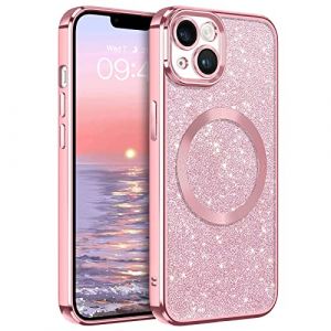 VENINGO Coque pour iPhone 13 6.1 Pouces, Coque Paillette Compatible avec MagSafe, Antichoc Etui de Protection 360°Complète, 2 en 1 Housse Coupe Précise, Rose (DPStore-EU, neuf)