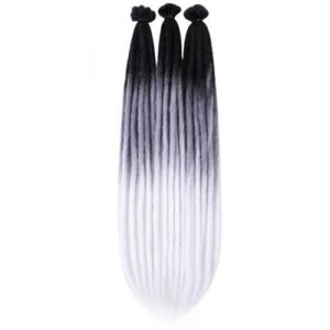 WBLSPA Tresses synthétiques au Crochet Dreadlock Fines et Longues, Style de Cheveux au Crochet Fait à la Main pour Rock & Roll-NOIR-BLANC-20 pouces-70Strands-pack (guangzhouliyeshangmaoyouxiangongsi 85244, neuf)