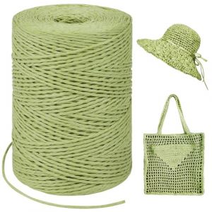LEREATI Rafia Naturel Bobine 1.5mm x 300m Raphia à Crocheter Rafia Crochet, Fil de Raphia à Crocheter, Fil Crochet pour Sac, Chapeau, Paniers, Emballage Cadeau, Bricolage Décoration (Vert Fruit) (LEREATI, neuf)