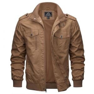 MAGCOMSEN Veste Militaire Homme, Cargo d'extérieur Mi-Saison Pour, Coupe-Vent, Pour le Printemps Décontractée en Coton, Col Montant, Veste de Travail à Poches Multiples (MAGCOMSEN SHOP, neuf)