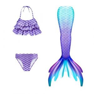 Maillot De Bain Enfant Fille - Joli Maillot de Bain d'été Cosplay Party Fille Manches Longues 3 Pièces Deguisement Océan Piscine Natation Plage Costume de Bain de Plage (heyann, neuf)
