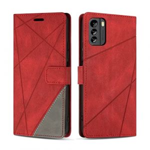 SONWO Coque pour Nokia G60 5G, Protection Housse Etui en Cuir PU Portefeuille Livre pour Nokia G60 5G, Emplacements Cartes, Fonction Support, Rouge (SONWO EU STORE, neuf)