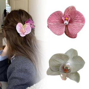 Pinces à cheveux fleur d'orchidée papillon, épingle à cheveux orchidée papillon bohème, pinces à cheveux élégantes fleur d'orchidée artificielle en soie, pinces à cheveux fleur for femmes (Color : CO (Tong Ting Official Store, neuf)
