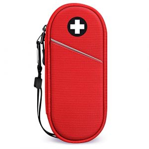 SITHON Sac &agrave; M&eacute;dicaments Vide - Trousse &agrave; Pharmacie Organisateur de m&eacute;dicaments Isotherme portable pour 2 EpiPen, Auvi Q, Spray Nasal, allergie Meds, L'asthme Inhaler pour Voyage l'ext&eacute;rieur, (Rouge) (Tek Shield EU, neuf)